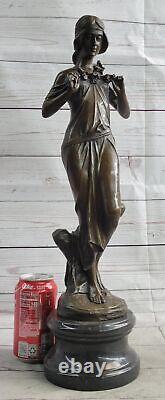 Jean La Style Art Nouveau Femelle Personifying Ressort Bronze Sculpture Statue