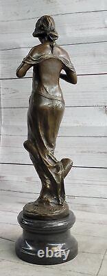 Jean La Style Art Nouveau Femelle Personifying Ressort Bronze Sculpture Statue