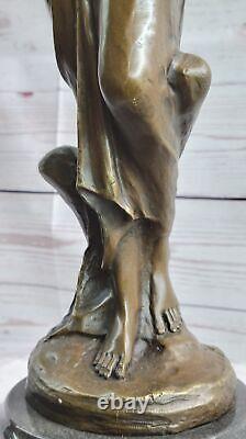 Jean La Style Art Nouveau Femelle Personifying Ressort Bronze Sculpture Statue