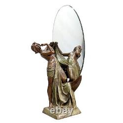 Jeune fille drapée bronze style Art Nouveau double patine verte