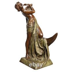 Jeune fille drapée bronze style Art Nouveau double patine verte