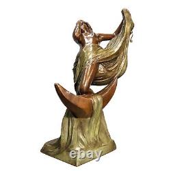 Jeune fille drapée bronze style Art Nouveau double patine verte