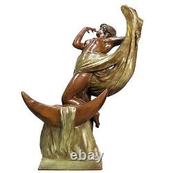 Jeune fille drapée bronze style Art Nouveau double patine verte