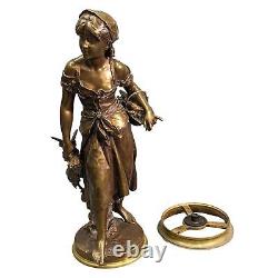 Jeune fille drapée bronze style Art Nouveau double patine verte