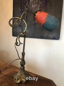 Joli Lampe De Bureau En Bronze Et Laiton, Style Art Nouveau Favori Paris