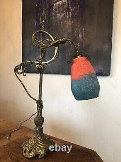 Joli Lampe De Bureau En Bronze Et Laiton, Style Art Nouveau Favori Paris