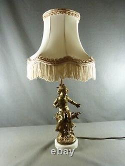 L. F. MOREAU Belle lampe de style Art Nouveau représentant une jeune fille