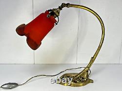 LAMPE DE STYLE ART NOUVEAU BRONZE ET PATE DE VERRE 1900 XXème