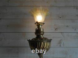 Lampe A Petrole Bronze Electrifiee Style Art Nouveau 69cm / Oil Lamp