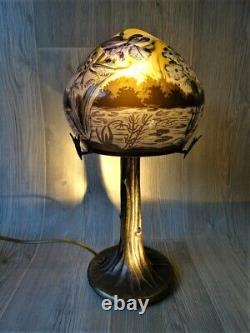 Lampe CHAMPIGNON PM PAYSAGE BLEU, Art Nouveau, Style Gallé, Art Nouveau