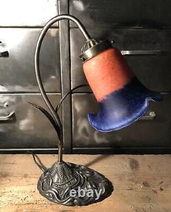 Lampe De Bureau Style Art Nouveau Tulipe Pâte De Verre H 35 Cm
