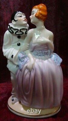 Lampe Figurine Statue Clown Pierrot Pierrette Arlequin Style Art Deco Style Art