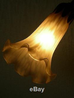 Lampe Pied En Bronze Tulipe Pate De Verre Nenuphare Style Art Nouveau
