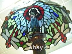 Lampe aux Libellules style Tiffany en Pate de verre Pieds en métal