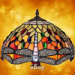 Lampe de Table Dans Tiffany Style Antiquités Art Design Couleur Bronze Main 3