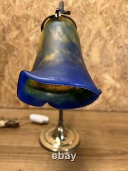 Lampe style art nouveau, laiton, tulipe pate de verre Noverdy France