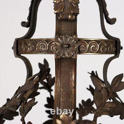 Lanterne Ancienne en Style Art Nouveau Début du'900 Verre Bronze