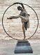 Large Superbe Danseuse Noir Marbre Bronze Statue Goodard Style Art Nouveau Home