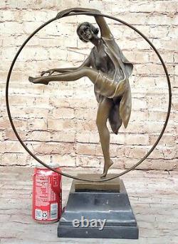 Large Superbe Danseuse Noir Marbre Bronze Statue Goodard Style Art Nouveau Home