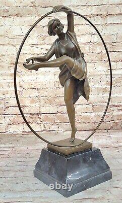 Large Superbe Danseuse Noir Marbre Bronze Statue Goodard Style Art Nouveau Home