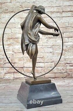 Large Superbe Danseuse Noir Marbre Bronze Statue Goodard Style Art Nouveau Home