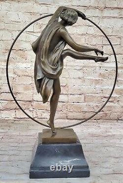 Large Superbe Danseuse Noir Marbre Bronze Statue Goodard Style Art Nouveau Home