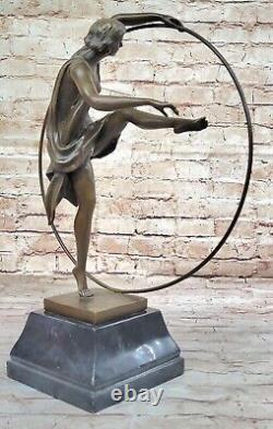 Large Superbe Danseuse Noir Marbre Bronze Statue Goodard Style Art Nouveau Home