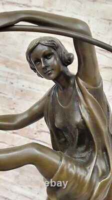 Large Superbe Danseuse Noir Marbre Bronze Statue Goodard Style Art Nouveau Home