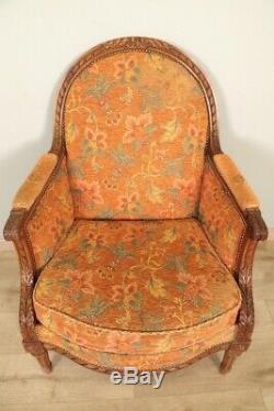 Large bergère style Louis XVI noyer