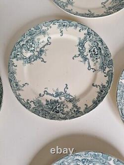 Lot de 8 Assiettes Art Nouveau style Louis XV en bleu modèle Dauphin BFK vintage