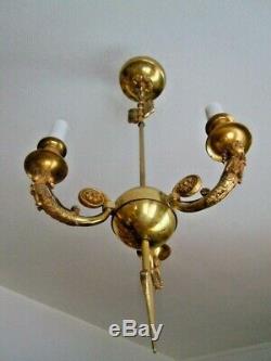 Lustre bronze style empire decor têtes bonnet phrygien empire style chandelier