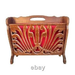 Magnifique Ancien Porte-revues En Bois Sculpté Style Art Nouveau Jugendstil