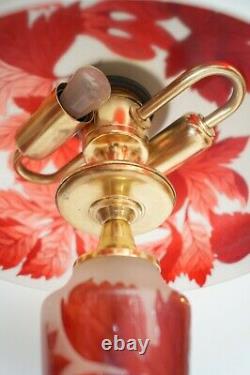 Merveilleux Art Nouveau Lampe de Table Rouge Rose Tiefätzung Gallé Style