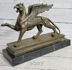 Merveilleux Style Art Nouveau Gothique Gargouille Griffin Bronze Sculpture Fonte