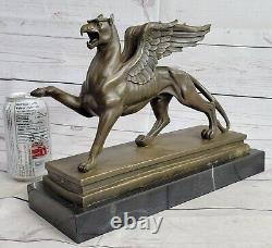 Merveilleux Style Art Nouveau Gothique Gargouille Griffin Bronze Sculpture Fonte