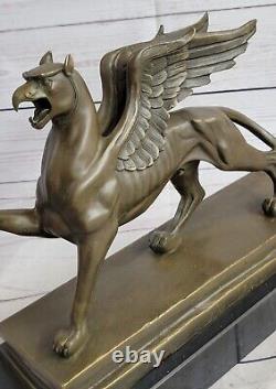 Merveilleux Style Art Nouveau Gothique Gargouille Griffin Bronze Sculpture Fonte