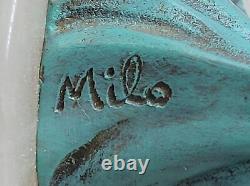 Milo Style Art Nouveau Nu Femme Bronze Cendrier Onyx Base Fonte Décor Solde