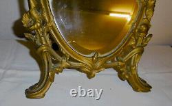 Miroir Psyché De Table Style Art Nouveau Bronze Decor Liserons Glace Biseautée