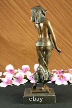 Original Égyptien Princesse Bronze Statuette Style Art Nouveau Deco Décor Signé