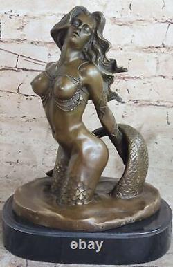 Original Style Art Nouveau Nu Bronze Marbre Sirène Statue Sculpture Cadeau