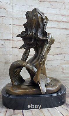 Original Style Art Nouveau Nu Bronze Marbre Sirène Statue Sculpture Cadeau