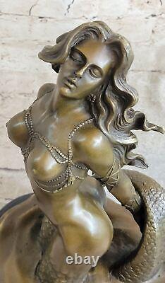 Original Style Art Nouveau Nu Bronze Marbre Sirène Statue Sculpture Cadeau