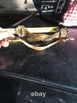 Paire Poignées Ancienne Bronze Art Nouveau Signé ETC style MUCHA GUIMARD