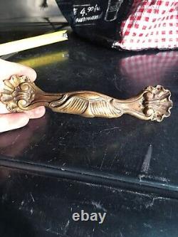 Paire Poignées Ancienne Bronze Art Nouveau Signé ETC style MUCHA GUIMARD