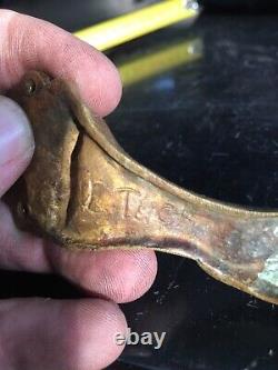 Paire Poignées Ancienne Bronze Art Nouveau Signé ETC style MUCHA GUIMARD