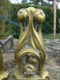 Paire de chenet art nouveau bronze style Hector Guimart antique French andiron