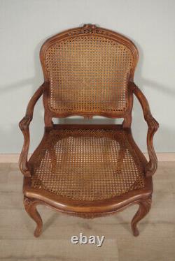 Paire de fauteuils cannés style Louis XV Nogaret