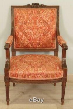 Paire de fauteuils style Louis XVI noyer dos plat