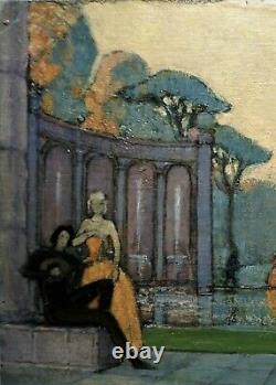Peinture, Femmes Elégantes Dans Un Parc, Style Art Nouveau