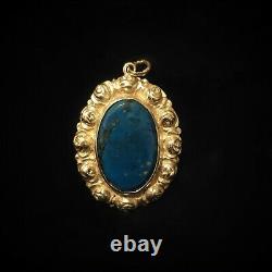 Pendentif Ancien Romantique De Style Art Nouveau En Argent 935 Et Lapis-lazuli